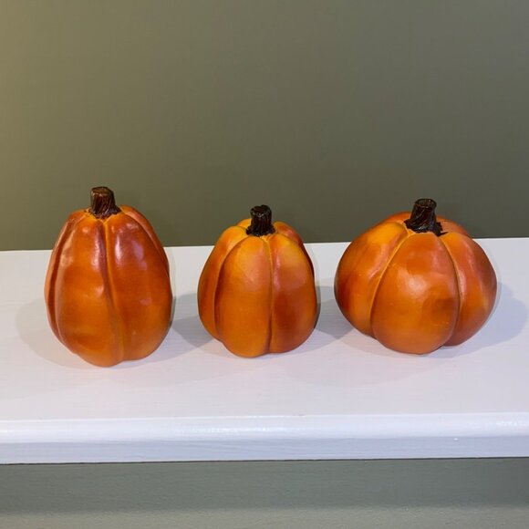Pumpkin decoration Set of 3 small pumpkins Fall Autumn Harvest decoration trio - Picture 3 of 7